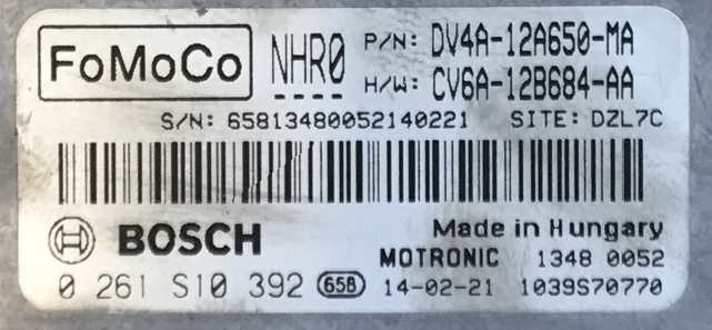 0261S10392, 0 261 S10 392, DV4A12A650MA, DV4A-12A650-MA, CV6A12B684AA, CV6A-12B684-AA, NHR0
