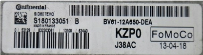 Continental Engine ECU, Ford Focus 1.6, SID807EVO, S180133051B, S180133051 B, BV6112A650DEA, BV61-12A650-DEA, KZP0, J38AC