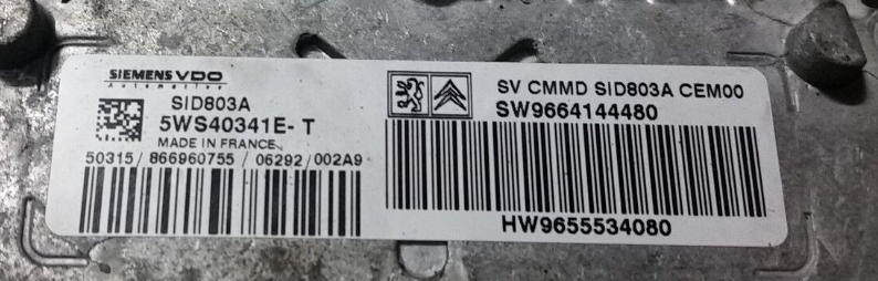 5WS40341E-T, 5WS40341ET, SW9664144480, HW9655534080, SID803A