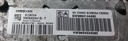 5WS40341E-T, 5WS40341ET, SW9664144480, HW9655534080, SID803A