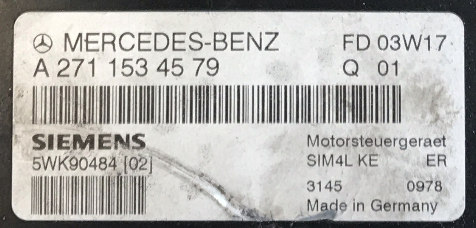 Siemens Engine ECU, 5WK90484, A2711534579, A 271 153 45 79, SIM4L KE