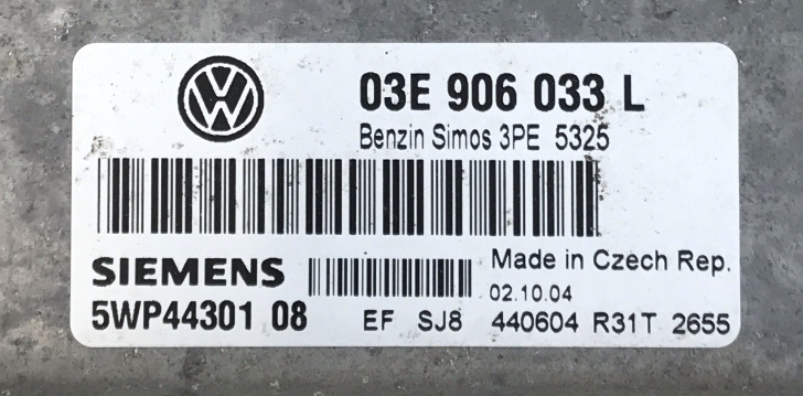 Siemens Engine ECU, VW Polo, 03E906033L, 03E 906 033 L, 5WP4430108, 5WP44301 08