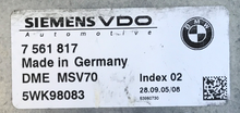 Siemens VDO Engine ECU, BMW, 7561817, 7 561 817, DME MSV70, 5WK98083, INDEX 02