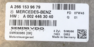 Siemens VDO Engine ECU, Mercedes-Benz, SIM266, A2661539679, A 266 153 96 79, A0024463040, A 002 446 30 40, 5WK90965 08