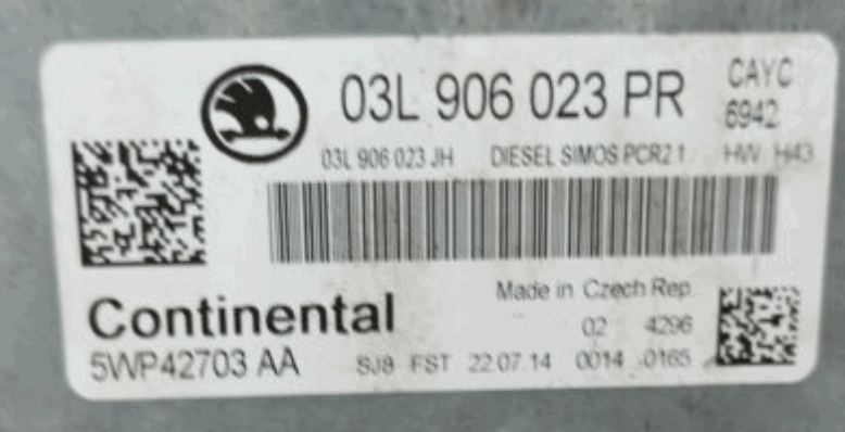 Skoda Superb 1.6 TDI, 03L906023PR, 03L 906 023 PR, 5WP42703AA, 5WP42703AA, DIESEL SIMOS PCR2.1