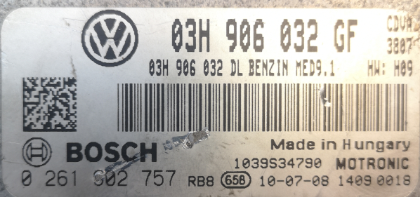 Skoda Superb 3.6 V6, 0261S02757, 0 261 S02 757, 03H906032GF , 03H 906 032 GF , MED9.1