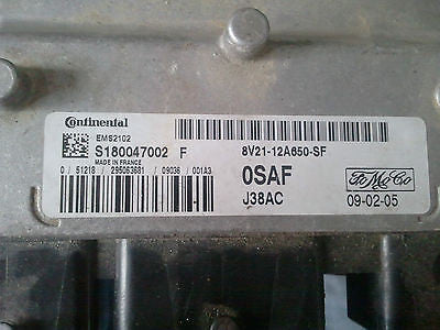 Continental Engine ECU, Ford Fiesta, EMS2102, J38AC, S180047002F, S180047002 F, 8V2112A650SF, 8V21-12A650-SF, 0SAF