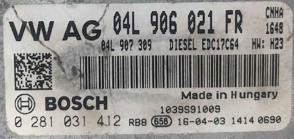0281031412, 0 281 031 412, 04L906021FR, 04L 906 021 FR, EDC17C64