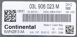VW, 03L906023M, 03L 906 023 M, 5WP42813AA, DIESEL SIMOS PCR2.1