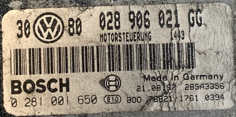 VW Golf 1.9TDi Bosch Engine ECU, 0281001650, 0 281 001 650, 028906021GG, 028 906 021 GG 