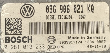 VW Golf Plus 1.9 TDI, 0281013233, 0 281 013 233, 03G906021KQ, 03G 906 021 KQ, EDC16U34