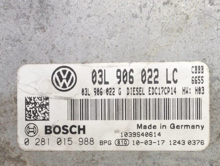 VW Golf VI, Scirocco 2.0 TDI, 0281015988, 0 281 015 988, 03L906022LC, 03L 906 022 LC, EDC17CP14