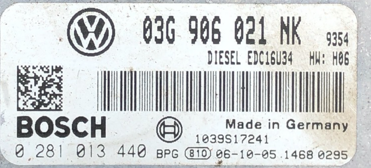 VW Passat 2.0 TDI, 0281013440, 0 281 013 440, 03G906021NK, 03G 906 021 NK, EDC16U34