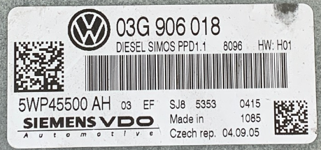 VW Passat 2.0 TDI, 03G906018, 03G 906 018, 5WP45500 AH, PPD1.1