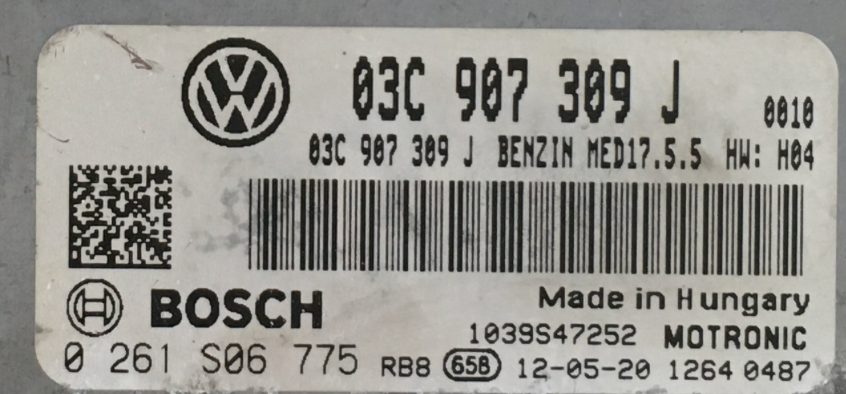 VW TSI, 0261S06775, 0 261 S06 775, 03C907309J, 03C 907 309 J, MED17.5.5
