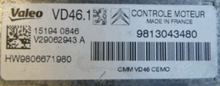 Valeo Engine ECU, Citroen - Peugeot, VD46.1, V29062943A, V29062943 A, 9813043480, HW9806671980