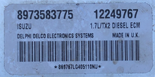 Vauxhall/Opel Diesel, ECM 1.7L/TX2, 1.7 DTI, 8973583775, 12249767 