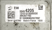 Vauxhall, Opel, 55494205, 1310101000000X, 395357783, 55487860, E98 