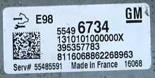 Vauxhall, Opel, 55496734, 1310101000000X, 395357783, 55485591, E98