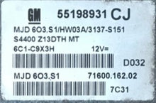 Vauxhall, Opel Engine ECU, 55198931, MJD603S1, MJD 603.S1, HW03A, 7160016202, 71600.162.02, CJ