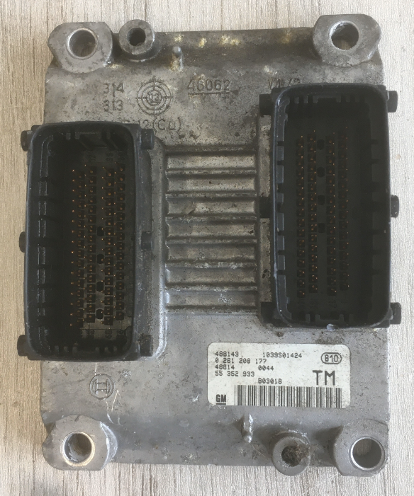 Vauxhall Zafira 2.0L, Engine ECU 0261208177, 55352933, 1039S01424