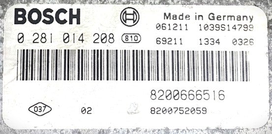 ECU de motor Plug & Play, Renault Trafic 2.0L, Vauxhall Vivaro 2.0L, 0 281 014 208, 0281014208, 8200752706
