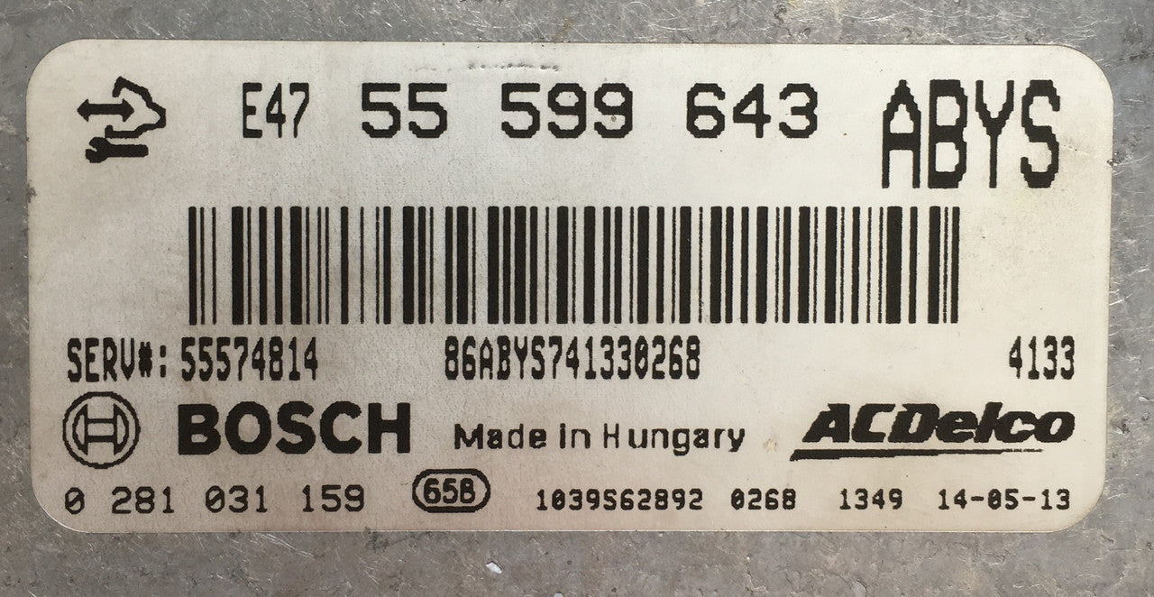Plug & Play Bosch Engine ECU, Vauxhall / Opel, 0281031159, 0 281 031 159, 55599643, 55 599 643, ABYS